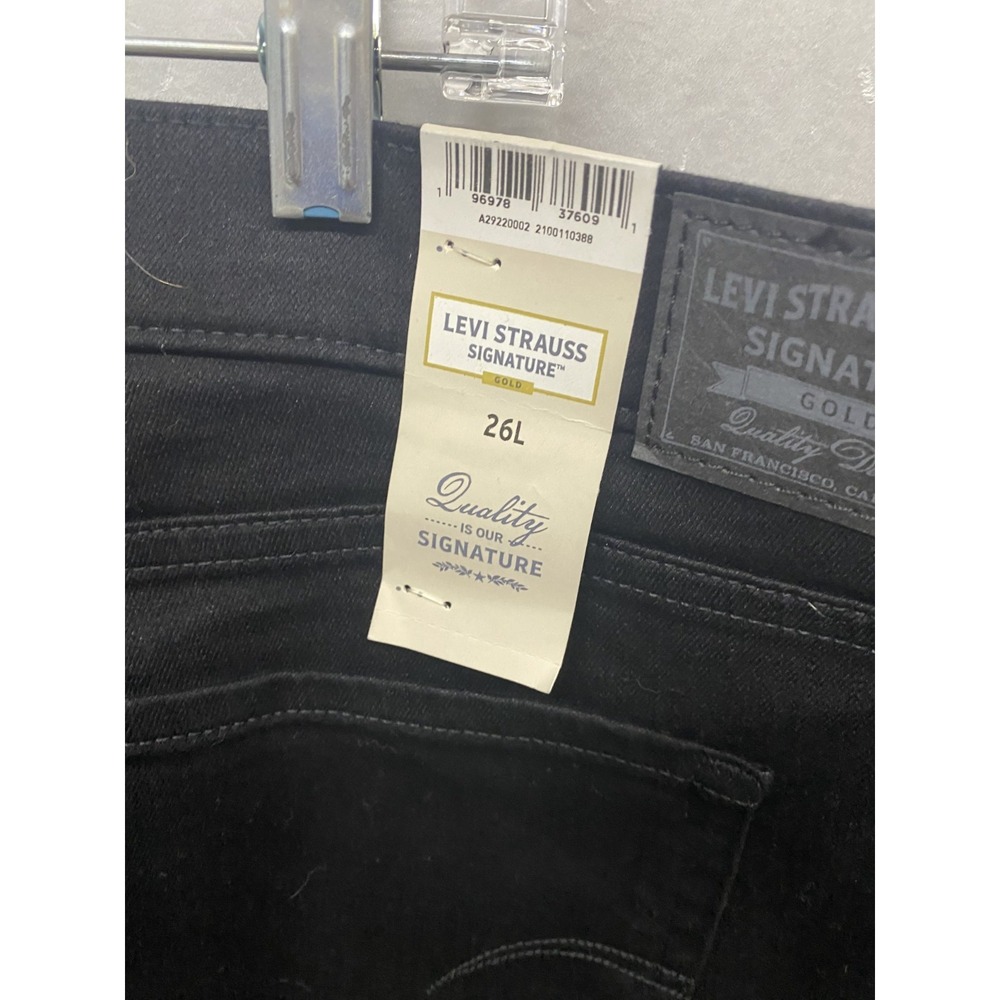 Levi Strauss Signature Jeans Womens 26L 38x34 Black Denim High Rise Straight Leg - Picture 10 of 15